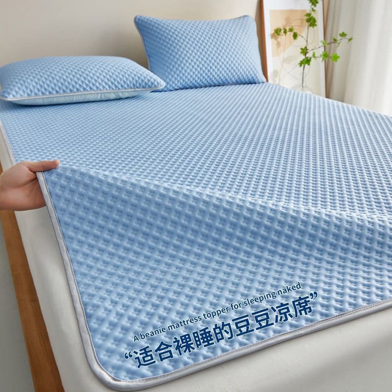 Class A Ice Bean Cooling Mat 3-Piece Set Machine Washable Summer Cool Feel Air-Conditioner Ice Silk Soft Mat Household Double Size