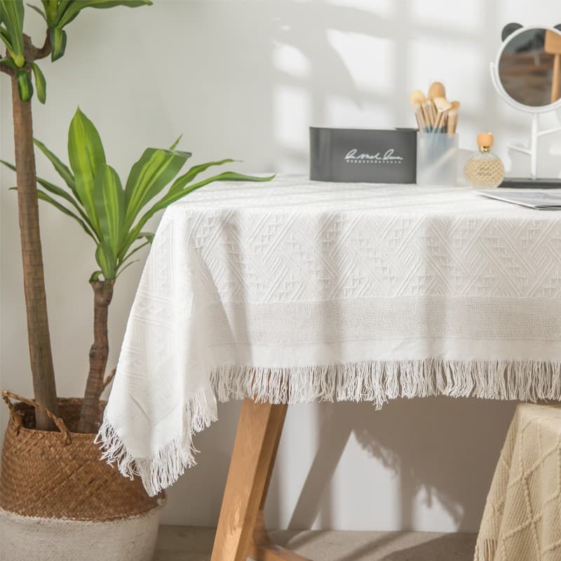New Cross-Border French Style Rectangular Tablecloth Nordic Ins White Photography High-End New Coffee Table Cloth