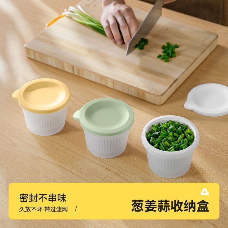 Food-Grade Scallion, Ginger, and Garlic Storage Box for Freezer and Kitchen Refrigerator, Dedicated for Prepping and Portioning at Home