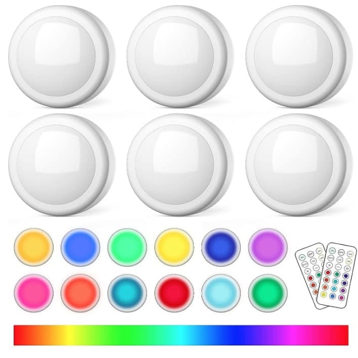 Night light LED pickup light 13 colors RGB bedroom wall cabinet battery powered spotlight RGB atmosphere light voice control