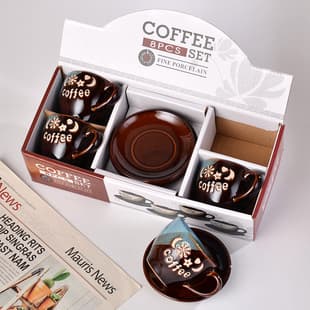 Vintage Ceramic Cup and Saucer Set Creative European Coffee Cup Set Cross-border Mug 4 Cups 4 Saucers Business Gift Souvenir