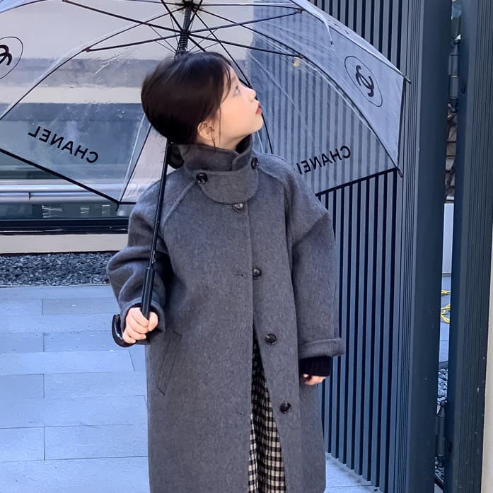 Korean style girls' double-sided cashmere coat, mid-length, 2024 new style, high-end solid color wool coat for winter.