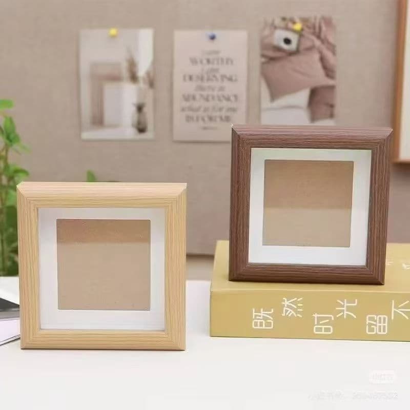 Wooden hollow photo frame wholesale, small square 4-inch creative handmade photo frame display stands, 3D decorative frames.
