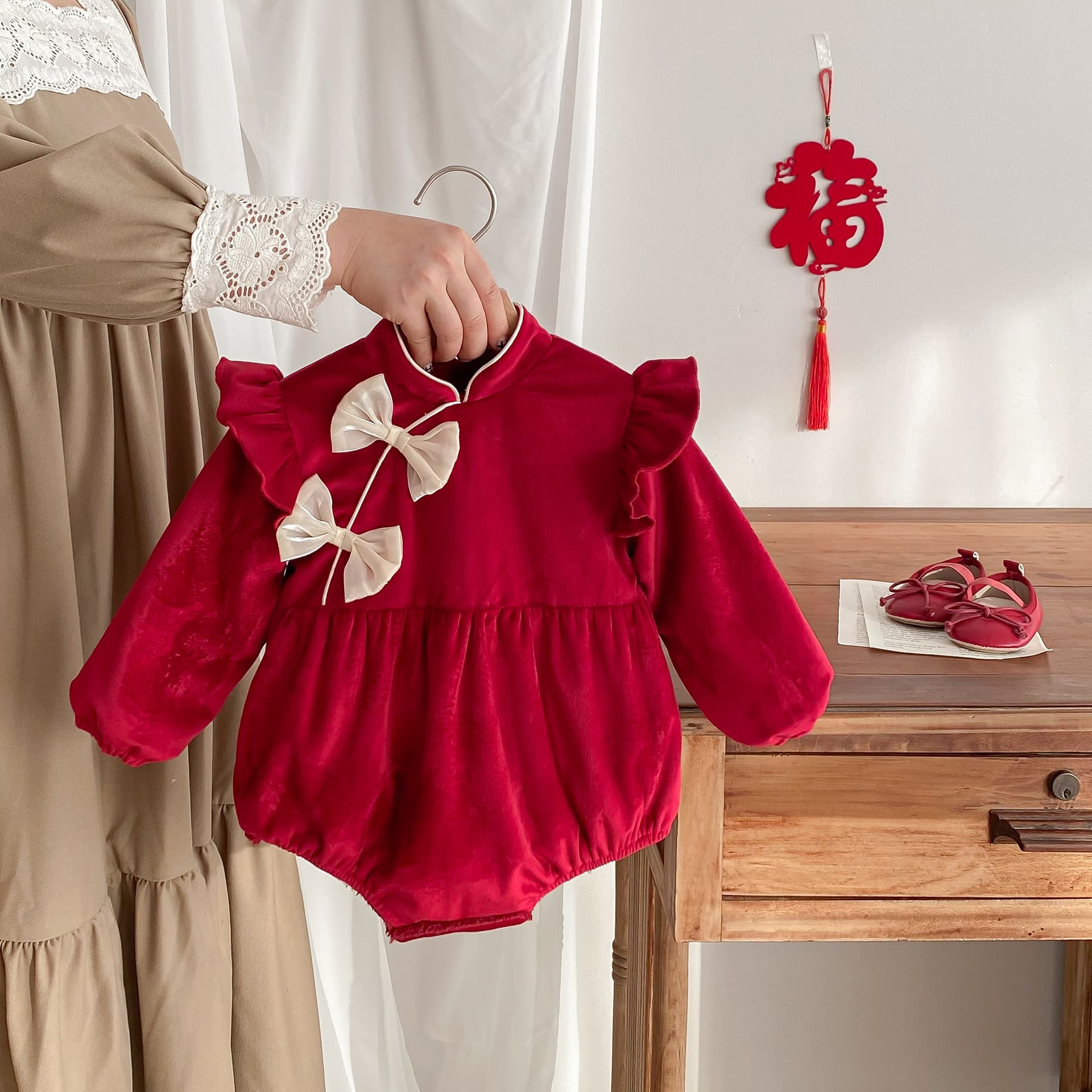 Winter Baby Moccasin Cotton Women's Jumpsuit Full Month Gown New Year Overnight Clothes Chinese Traditional Style Infant Clothin