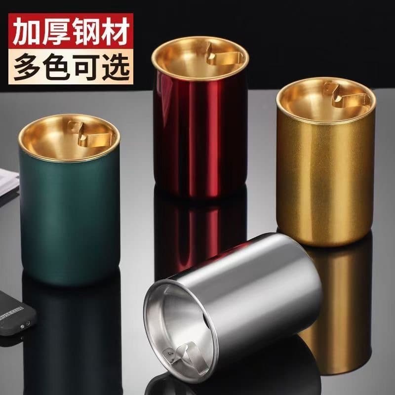 Anti-Ash Stainless Steel Ashtray with Lid, High-End Funnel Design, Windproof, Fashionable, for Home and Office