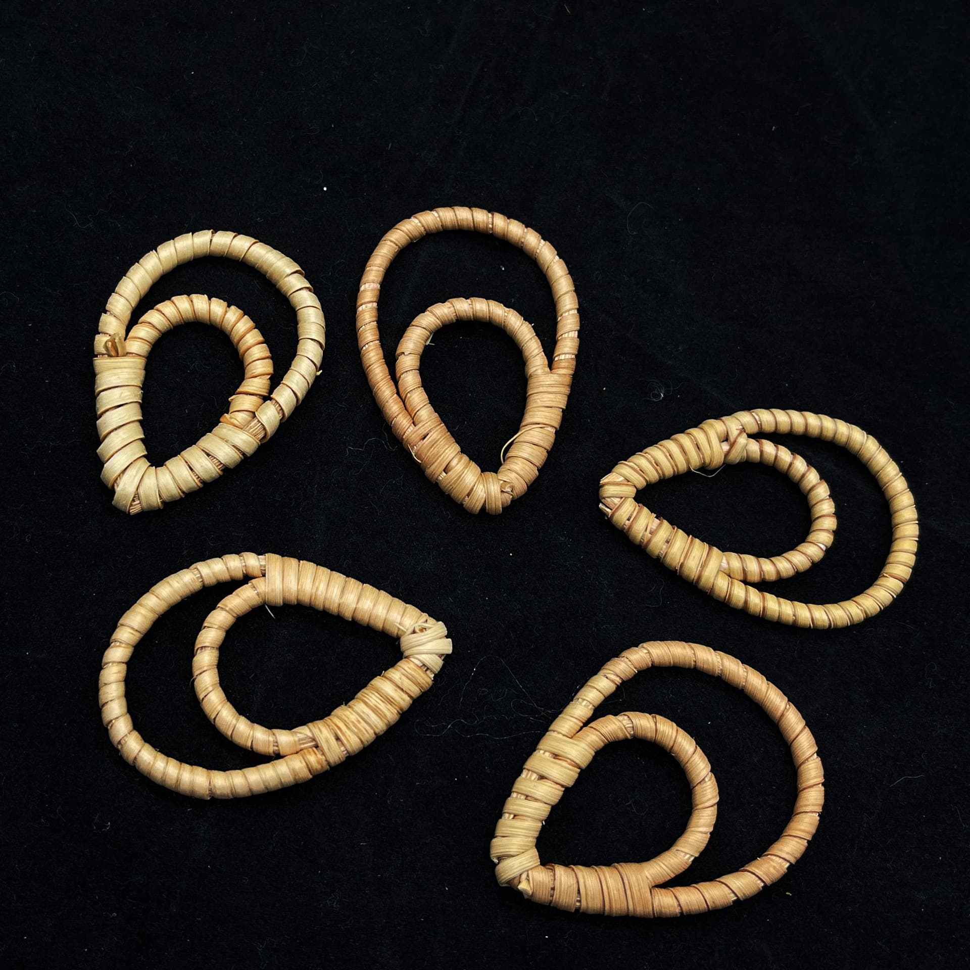 DIY Woven Rattan Teardrop Diamond Round Earring Pendant - Handwoven Rattan Craft Jewelry Accessories