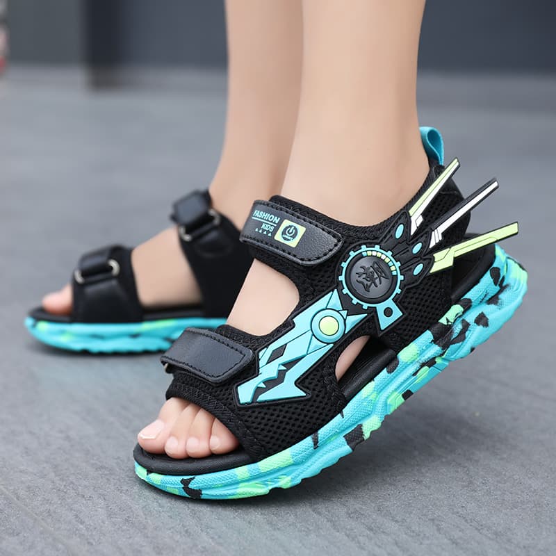 Boys' Sandals 2024 New Summer Soft Sole Sports Sandals for Older Kids Mecha Children's Beach Shoes