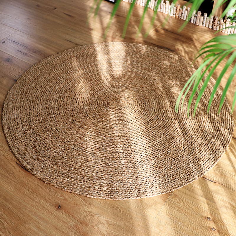 Nordic Handwoven Rattan Cat Scratch Mat, Bedside Non-Slip Floor Mat, Tatami Window Sill Grass Mat