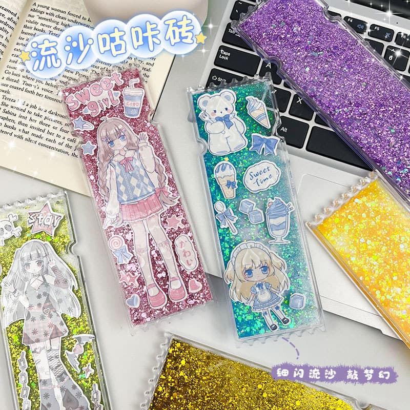 DIY flowing sand ticket stub strips, popular cute girl keychain cards, photo frame bricks.