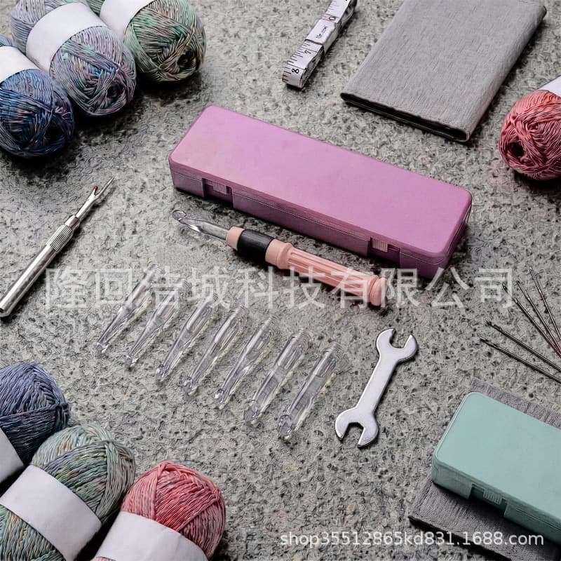 Source Silicone Oil Handle Replaceable Crochet Hook Set Multi-Specification Transparent Needle Wool Knitting Box Complete Set of Tools