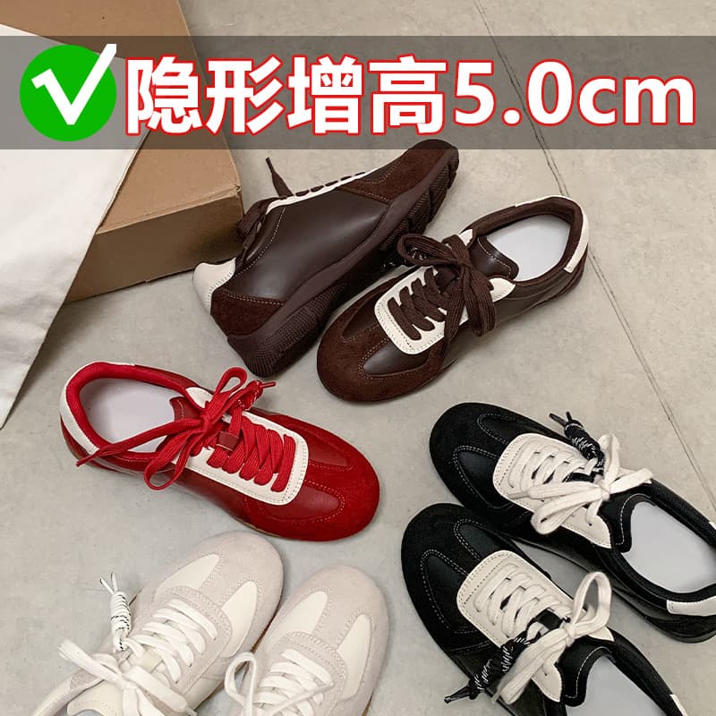 In stock and fast shipping~ Retro German training shoes for women, color-block lace-up casual sports sneakers, versatile inner-height Agam shoes for women