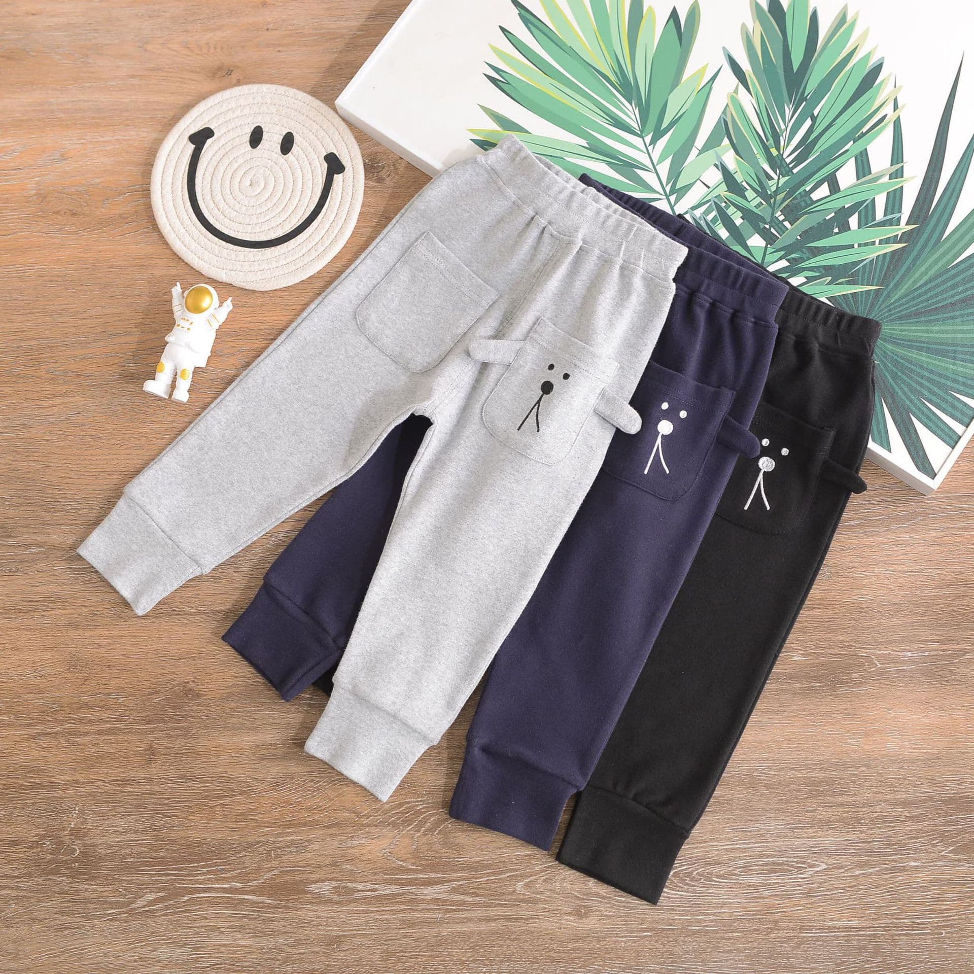 Long pants children pure cotton elastic tapered pants spring/autumn boys' girls' sportswear sweatpants casual pants moisture-wicking