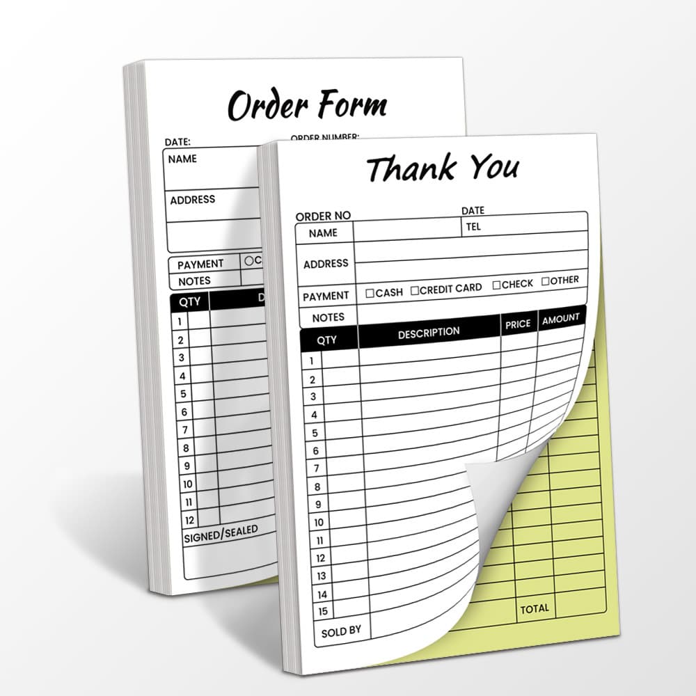 Amazon English thank you receipt book white yellow two-part carbon-free sales copy invoice book with paper pad
