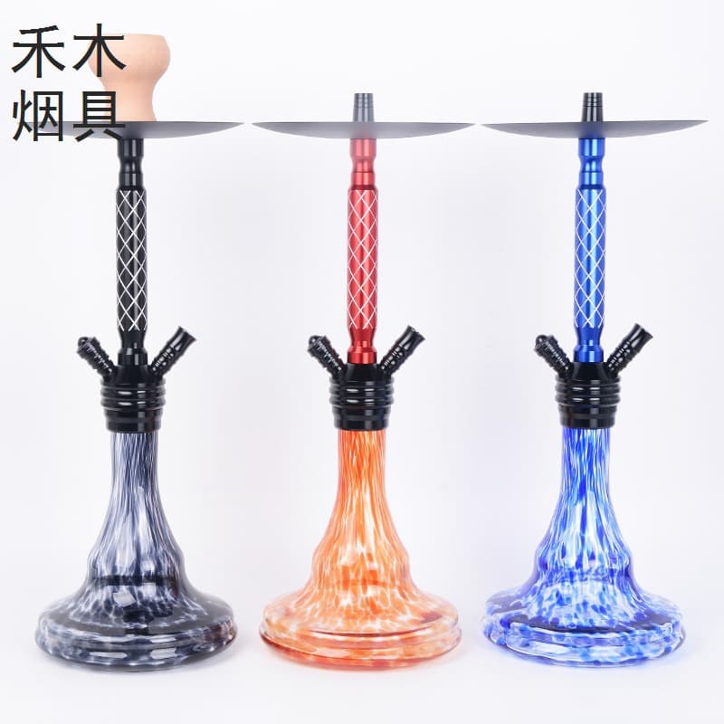 Double-tube Hookah Shisha Factory In Stock Medium Aluminum Alloy Hookah Black Hookah Shisha