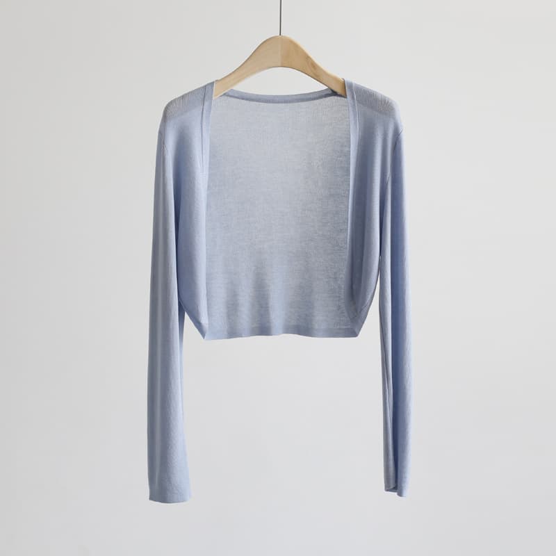 24 Tencel cardigan long-sleeved buttonless shawl ultra-thin knitted sun protection shirt slim fit outer air-conditioning shirt V-neck short style for women