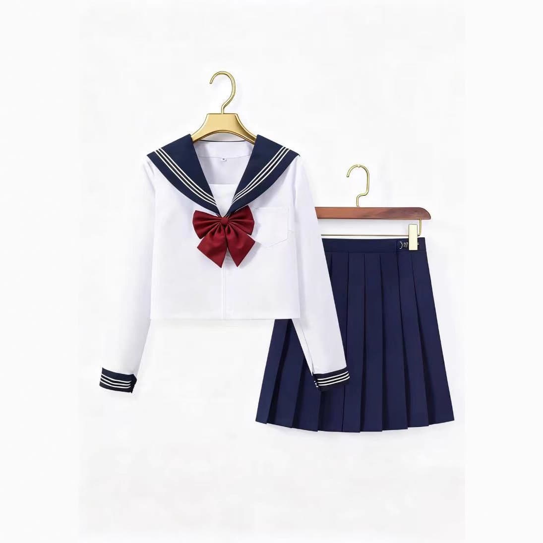Collar White Three-Piece JK Uniform Set Basic Sailor Suit JK Set Official Pleated Skirt Half Skirt