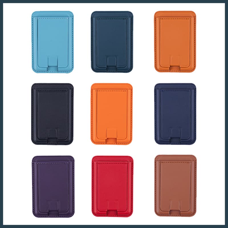 Cross-border Supply Apple Stand Card Holder Back Sticker MagSafe Stand Card Case iPhone 13 PU Leather Card Holder