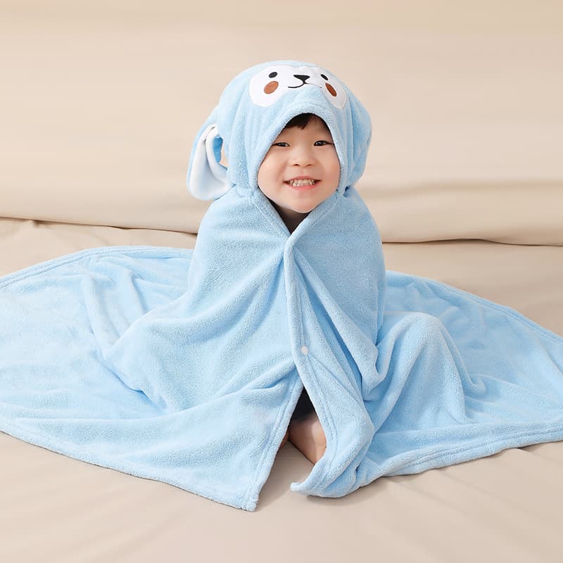 Processed and Customized Thickened Bath Towel for Large Kids, Newborn Baby, Coral Velvet Hooded Bathrobe, Suitable for Autumn and Winter, Absorbent and Quick-Drying