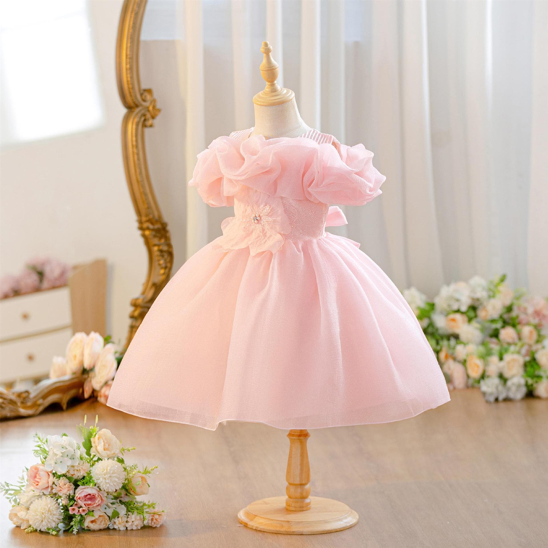 New Girls One-Shoulder Dress Baby First Birthday Princess Dress Children's Clothing Wholesale Infant Tutu Dress