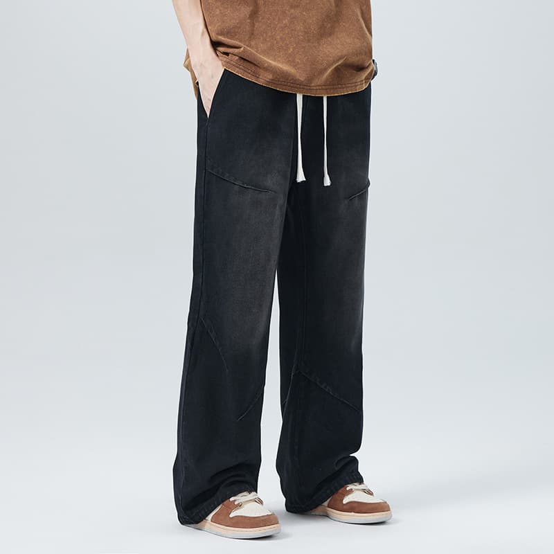 Loose Casual Men's Jeans plus Size Comfortable Straight Leg Hong Kong Style Spring 2024 Fashion Trend Cotton Fabric