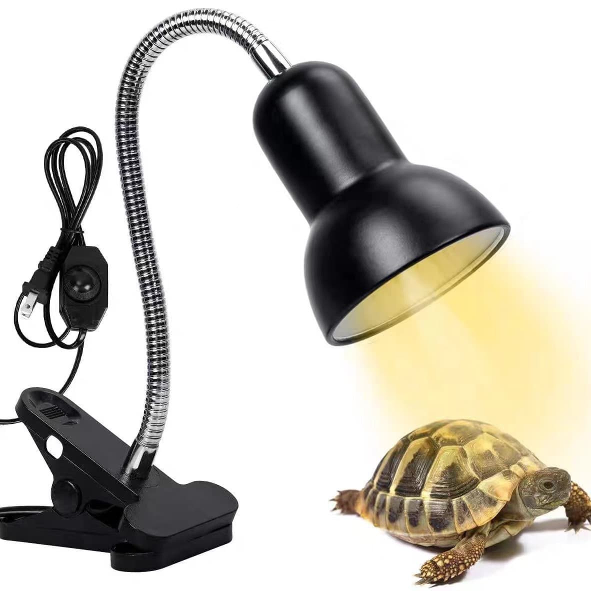 Turtle Basking Light Reflector Heat Concentrating Lamp Shade UVA Basking Lamp UVB Ceramic Heat Lamp with Lamp Shade and Lamp Stand