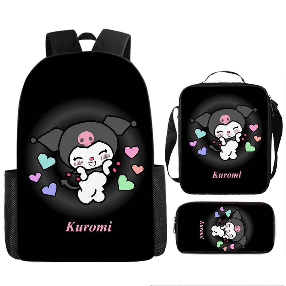 Kurome cross-border schoolbag student backpack cute girl lightweight shoulder large capacity three-piece backpack children