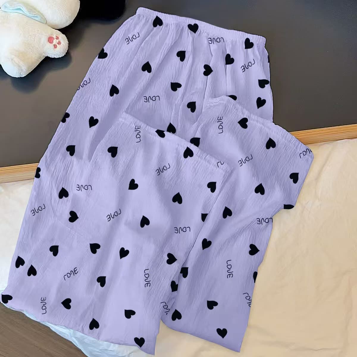 New Spring/Summer/Autumn Fashion Cute Women's Casual Loose Lounge Pants with Elastic Waist Straight Leg Sleep Pants