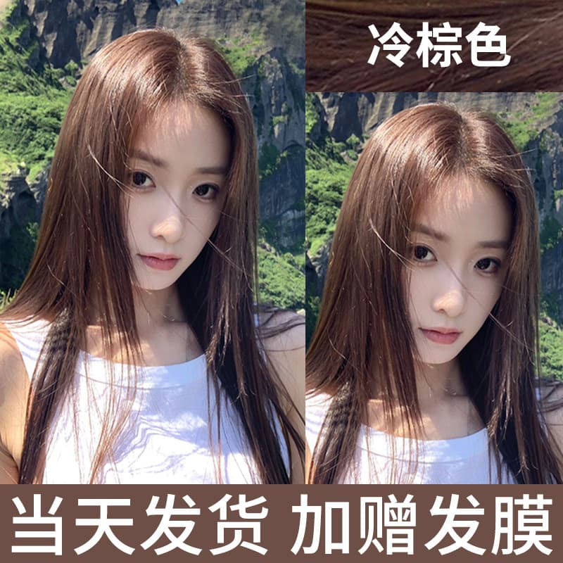 Cool Brown Hair Dye Tea Brown At-Home Hair Color Cream Foam Natural Plant-Based Non-Irritating Genuine Brand