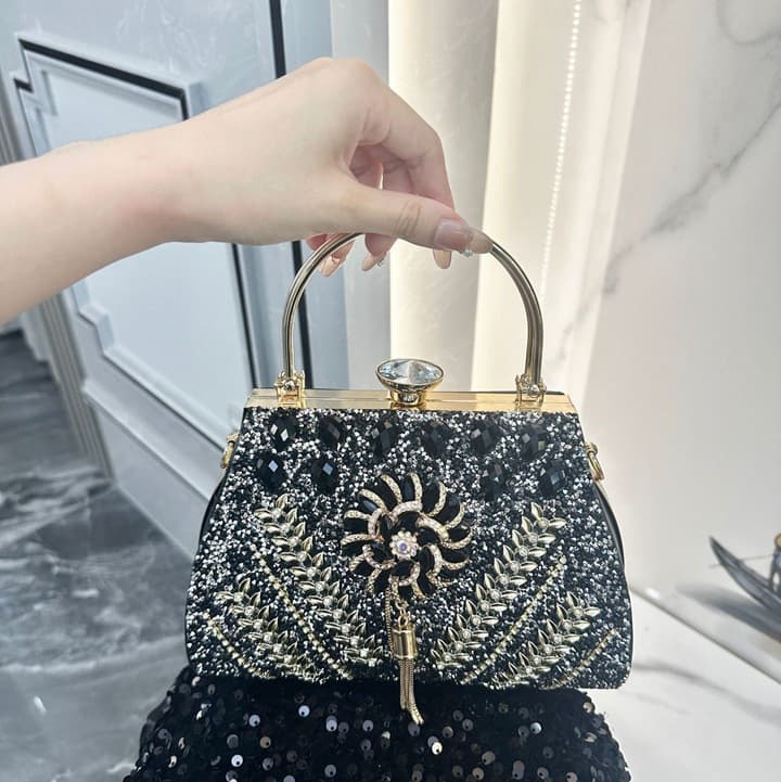 New Cross-Border Women's Bag Premium Socialite Rhinestone Handbag Large Capacity Shoulder Crossbody Evening Bag