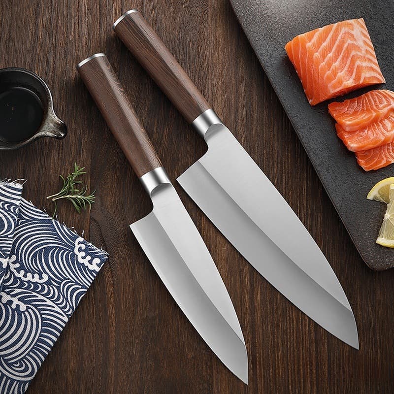 Japanese Fish Head Knife Sashimi Knife Set for Sushi Restaurant, Deba Knife for Salmon, Sashimi Slicing Yanagiba