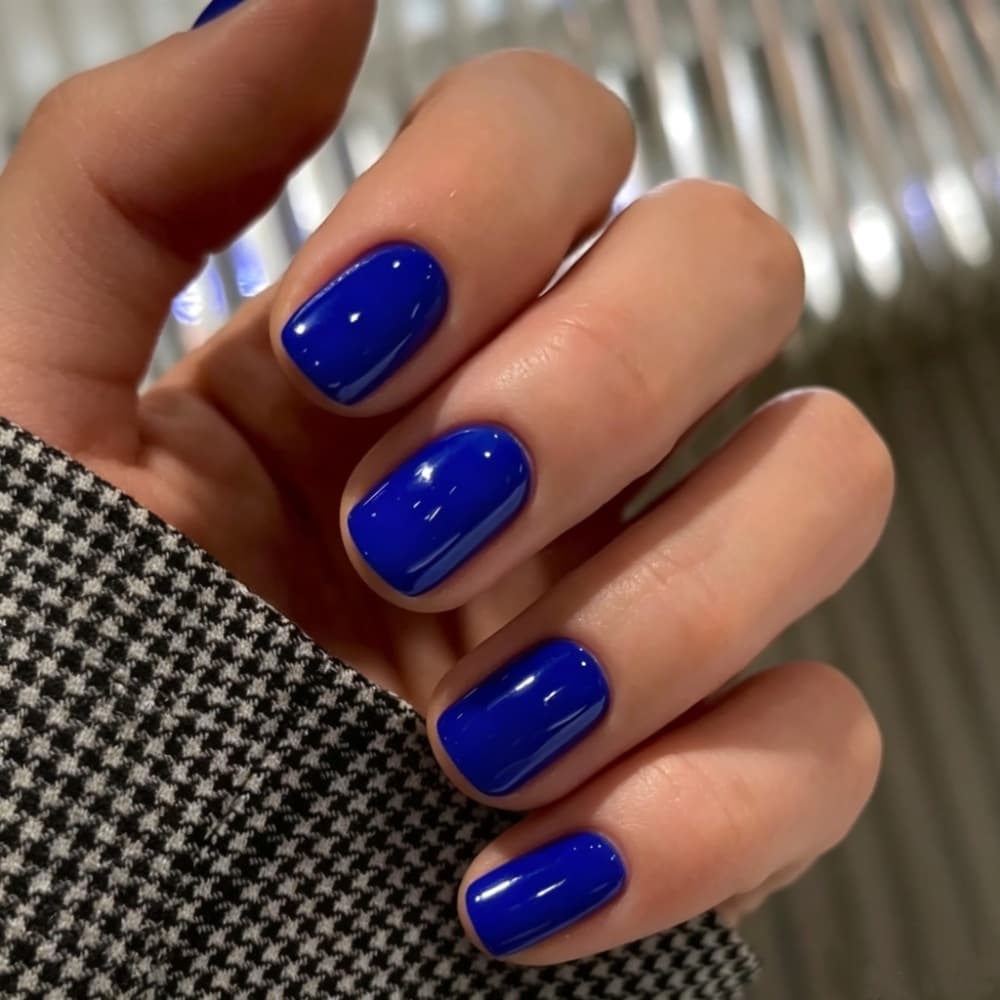 Cross-Border Export Hot-Selling Minimalist Klein Blue Solid Short Removable Press-On Nails Fake Nails Wholesale