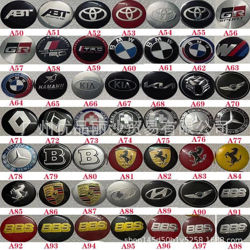Suitable for 60MM wheel hub modified wheel cover center cover labeling wheel cover mark universal aluminum curved wheel hub cover label