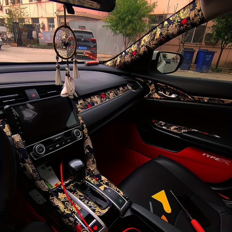 Car Interior Trim Self-Adhesive JDM Style Fabric Sticker for A/B/C Pillars and Headliner Renovation Decoration