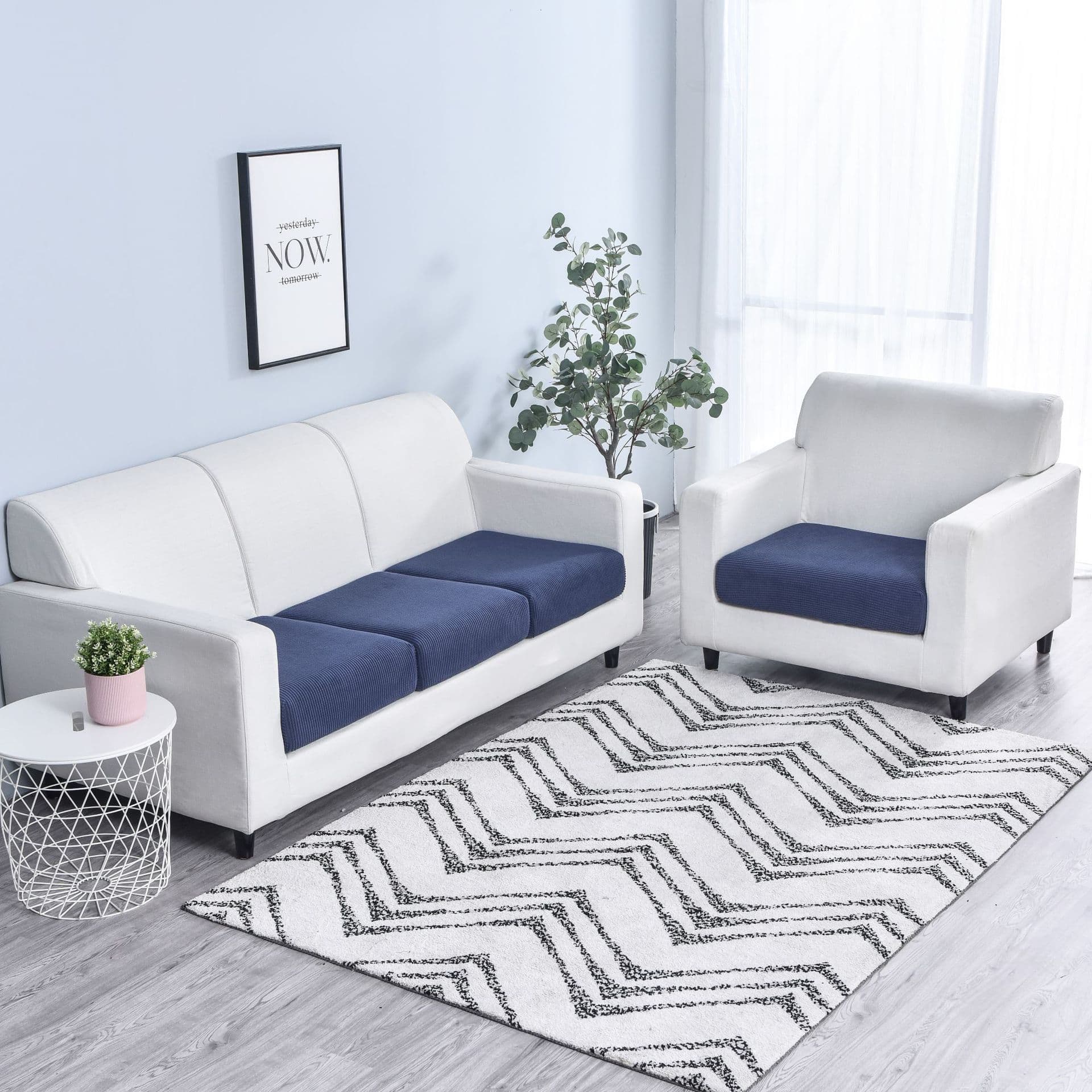 Elastic Corn Fluff Sofa Cushion Cover Modern Minimalist Style Polyester Fabric Double Seat Sofa Cover Dustproof Air Conditioner