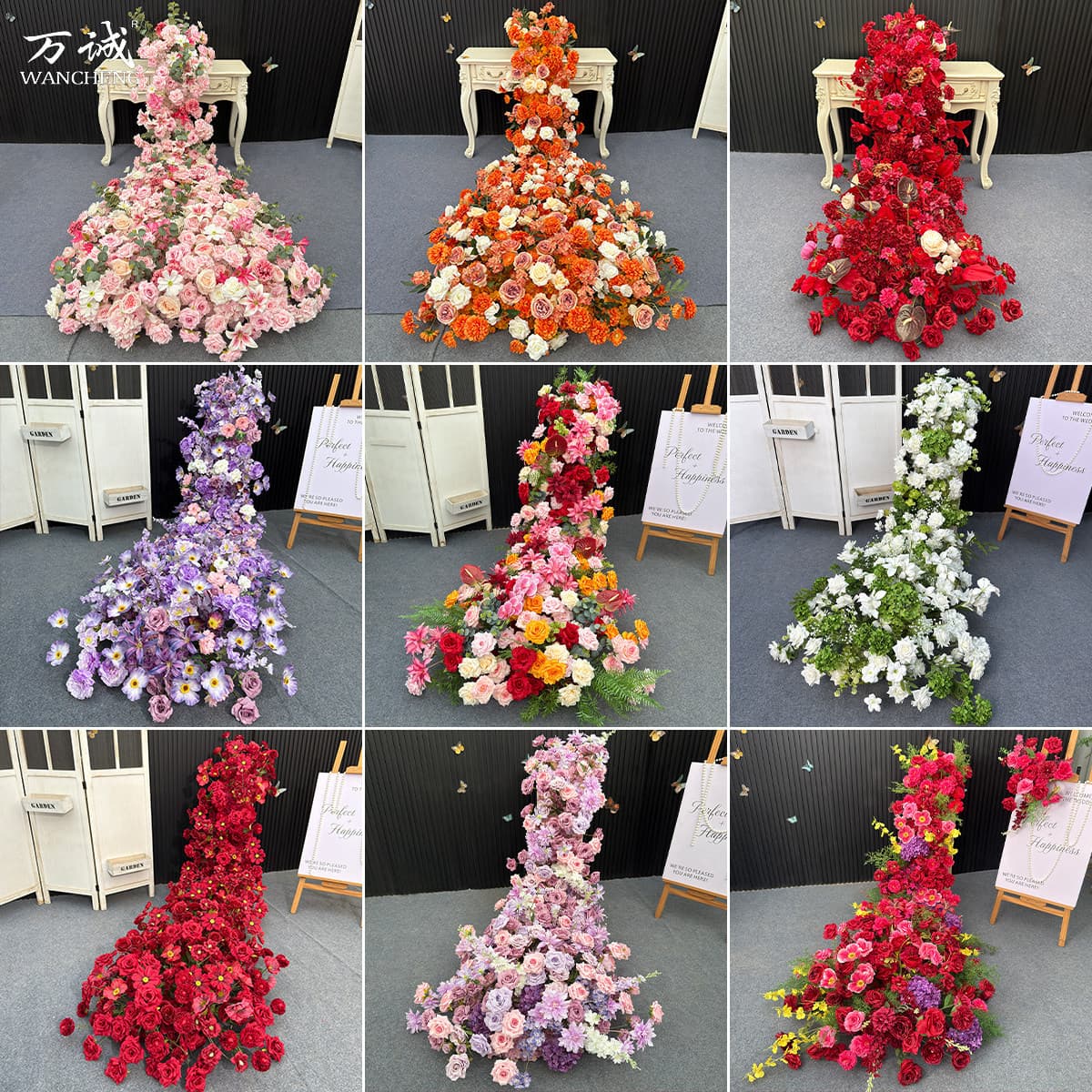 Cross-border Amazon Artificial Flowers Fake Flowers Scene Decoration Cascading Trailing Table Flowers Artificial Wedding Ornament Engagement Floral Arrangement