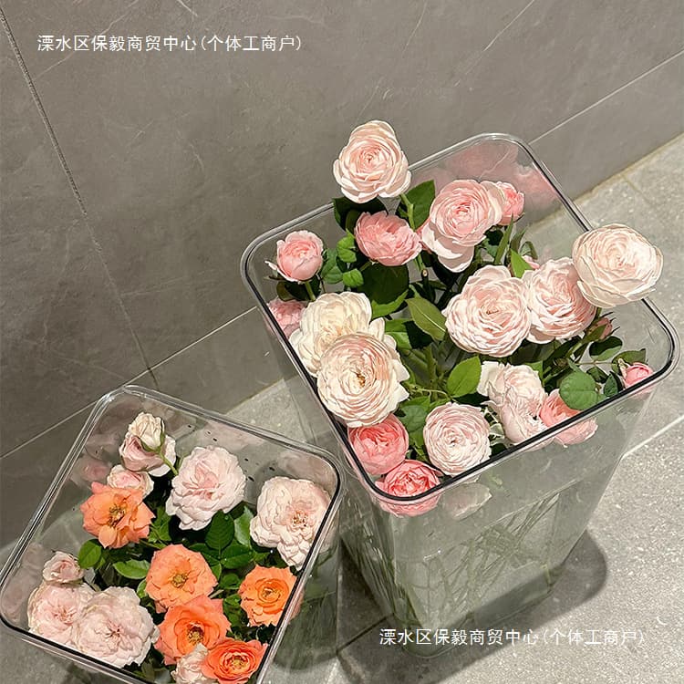 Acrylic Flower Wake-Up Bucket Deep Water Flower Bucket for Flower Shops Home Use Transparent Flower Wake-Up Bucket Vase
