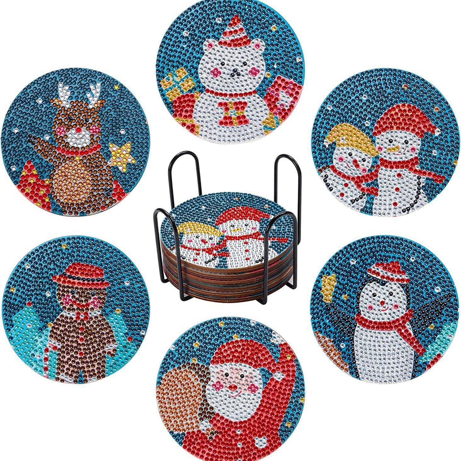 Amazon Hot Selling Christmas DIY Diamond Coaster Set Cross-Border Bestseller Christmas Coaster Set Diamond Painting Coaster