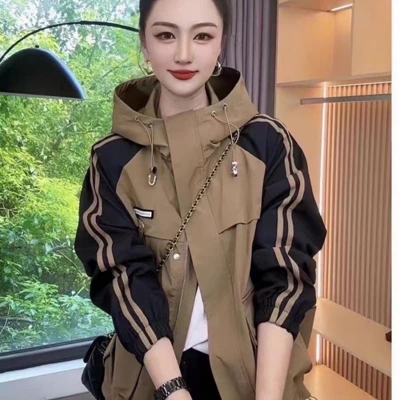 Women's Jacket for Autumn 2024 New Fashion Loose All-match Windproof Workwear Explosion Jacket Top for Women