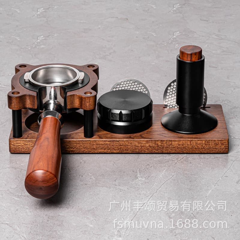 Modern Minimalist Wooden Coffee Grinder Base Stand Espresso Machine Handle Support Pressing Platform Coffee Accessories Organizer