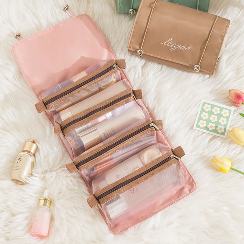 Four-In-One Portable Cosmetic Bag Travel Toiletry Bag Detachable Large Capacity Makeup Storage Bag Wholesale Polyester Material