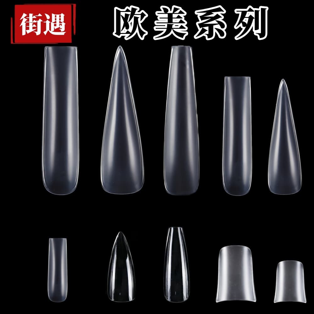 Cross-border Trade Europe and America Ultra-Long Rectangular Water Pipe Nail Tips Fake Nails Full Cover Nail Wholesale Matte