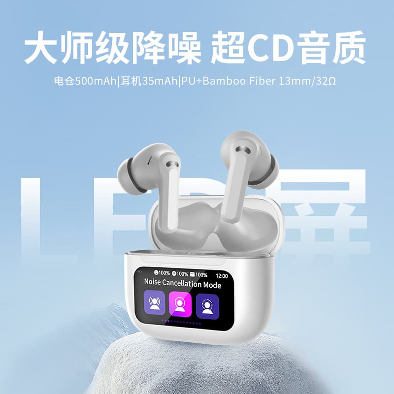 New S80A Cross-Border Wireless Bluetooth Earbuds Smart Noise Cancelling Earbuds Color Screen Touch Smart with Display