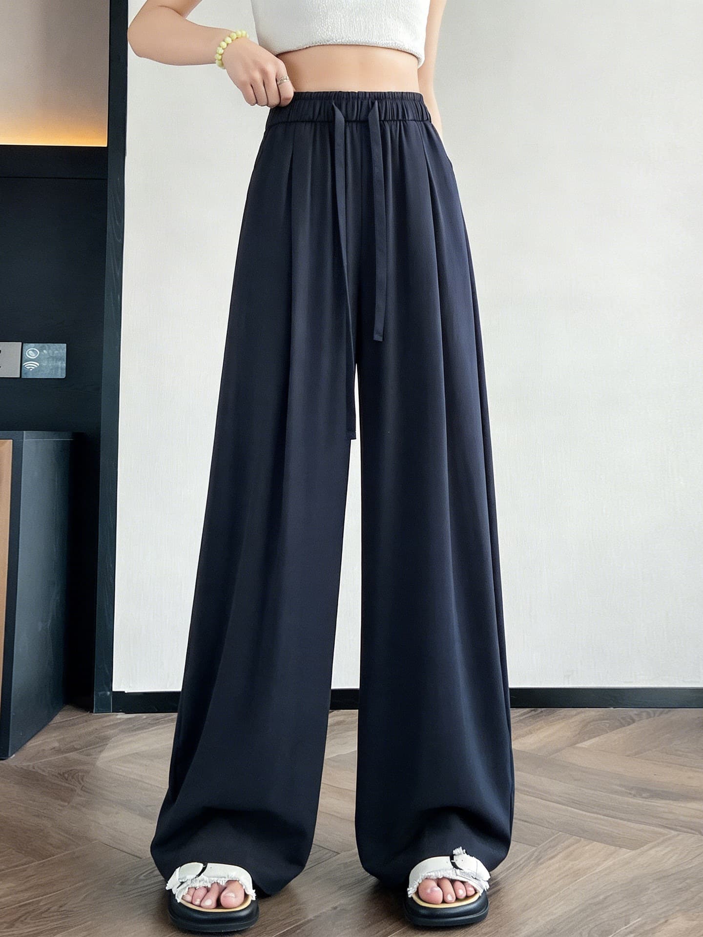 Ice Silk Cotton and Linen Wide Leg Pants for Women 2026 New Summer Thin Linen Pants Loose Straight Drape Floor-Mopping Trousers