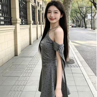 Dress Elegant Waist-Cinching Versatile Sweet Short Dress Pure Desire Figure-Flattering Forest Style Slimming Summer New Dress