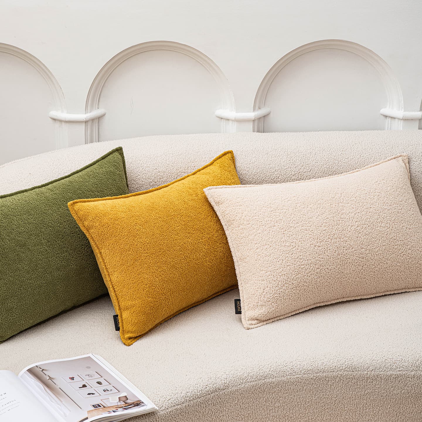 Solid Color Premium Cream Style Thickened Nordic Throw Pillow Large Size Living Room Sofa Rectangular Cushion Simple