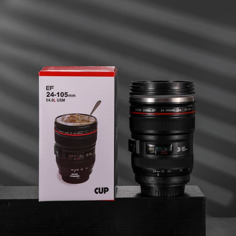 Factory Wholesale Creative Stainless Steel Single Reflex Camera Lens Insulated Thermal Cup Office Coffee Cup Street Stall Gift