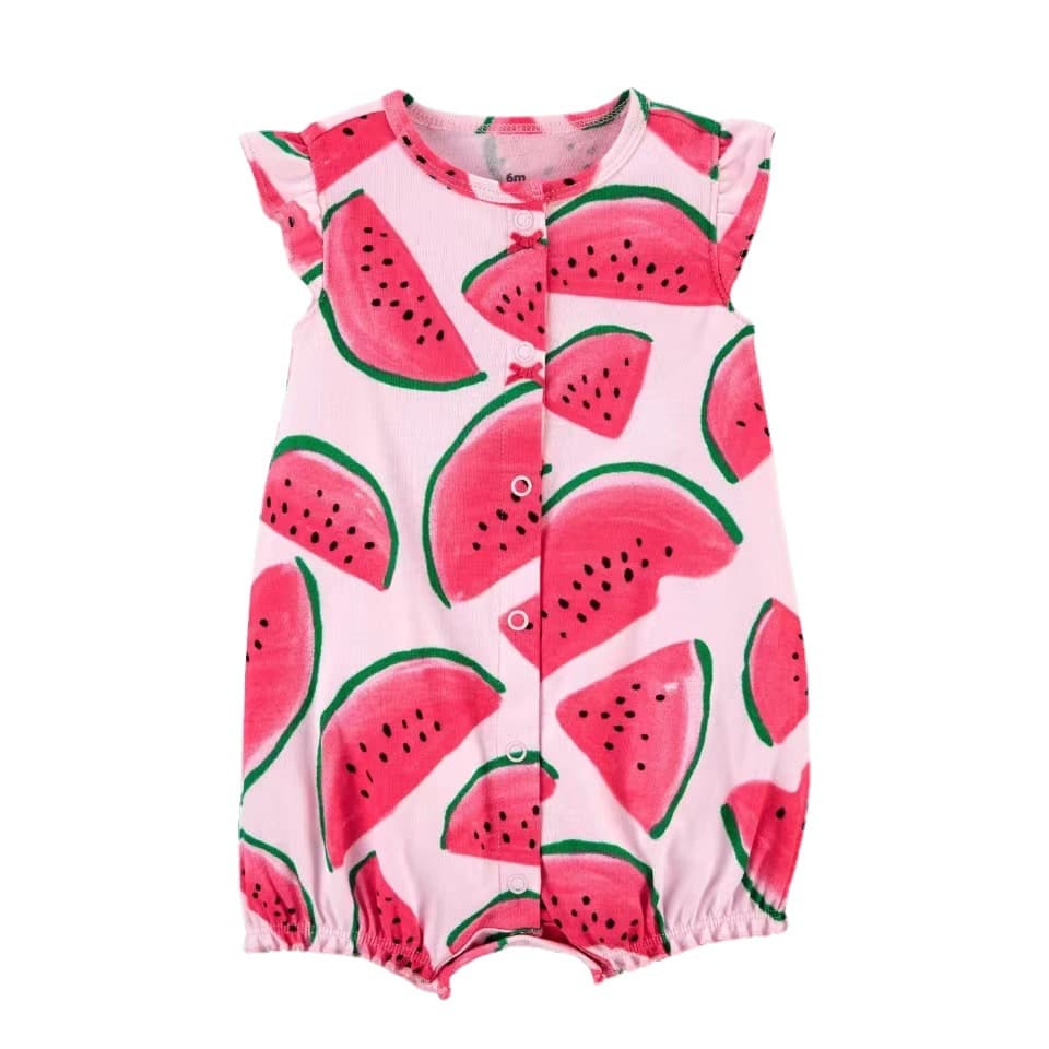 Foreign trade children's clothing wholesale baby clothing summer short-sleeved cotton button romper sweater newborn male and female baby onesie