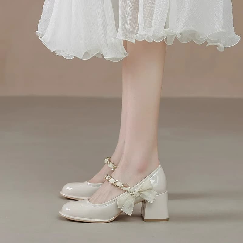 Not tired feet thick heel high heels main wedding dress wedding shoes women Xiuhe French fine sparkling crystal bridesmaid bride shoes two wear