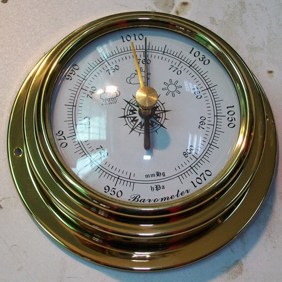 B9193-D98 Copper Shell Barometer, Aneroid Barometer, Marine Barometer, Atmospheric Pressure Gauge