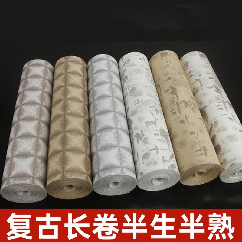100-meter wall flower long scroll calligraphy paper, Bancun calligraphy paper, half-ripe brush calligraphy practice paper
